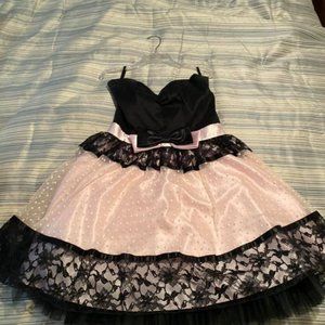 Strapless Short Pink and Black formal Dress